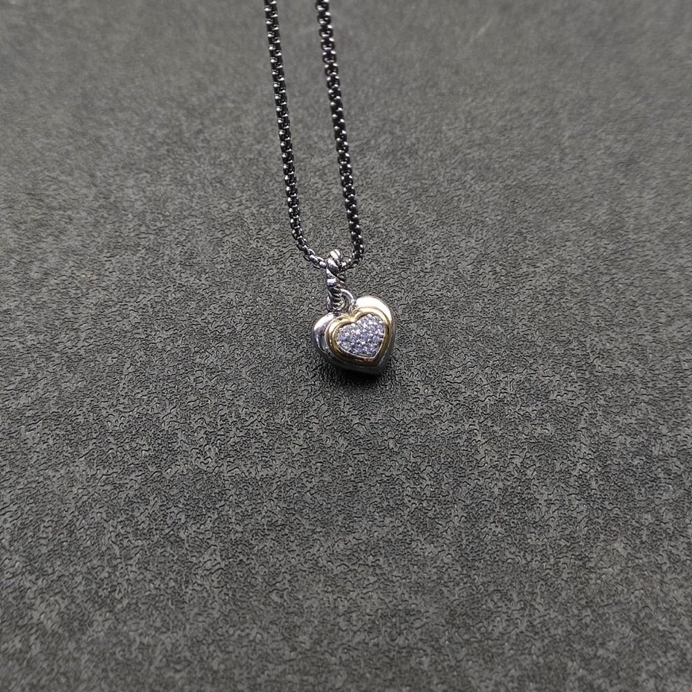 David Yurman Two-Tone Heart Pendant Necklace - Picture 3 of 4